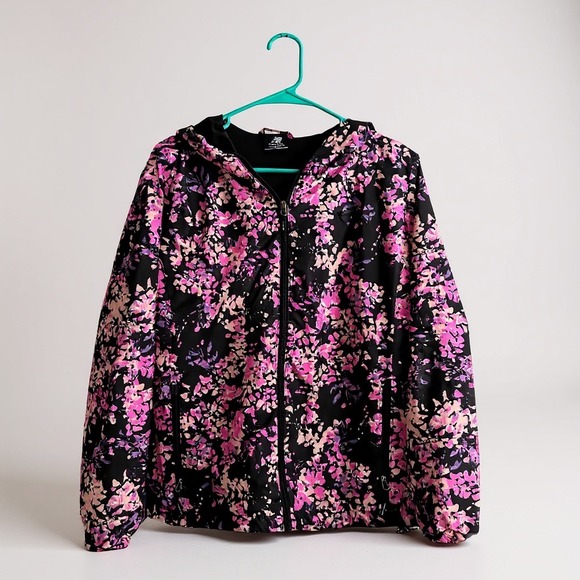 New Balance Women's Floral Print Full Zip Lightweight Hooded Jacket - Picture 1 of 6
